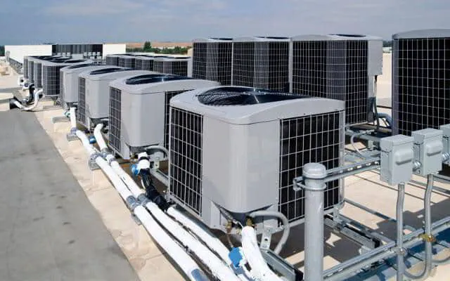 a group of air conditioning units